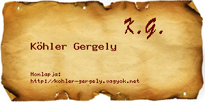 Köhler Gergely névjegykártya