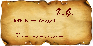 Köhler Gergely névjegykártya